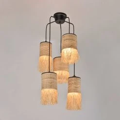 Market Set Suspension 5 Lumièrse En Bana Et Raphia H118cm Frange - Formentera 7 Market Set Suspension 5 Lumièrse En Bana Et Raphia H118cm Frange - Formentera -Market Set Shop 623100 FRN02 WEB