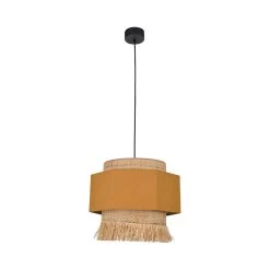 Market Set Suspension En Lin Lave, Bana Et Raphia Frange H34cm Curry -Marrakech
