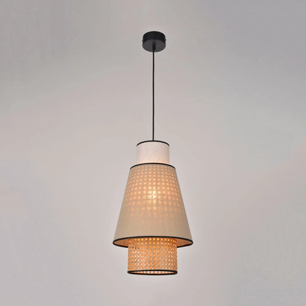 Market Set Suspension En Lin Lavé Et Cannage H49.5cm Nude - Singapour 3 Market Set Suspension En Lin Lavé Et Cannage H49.5cm Nude - Singapour – Image 3