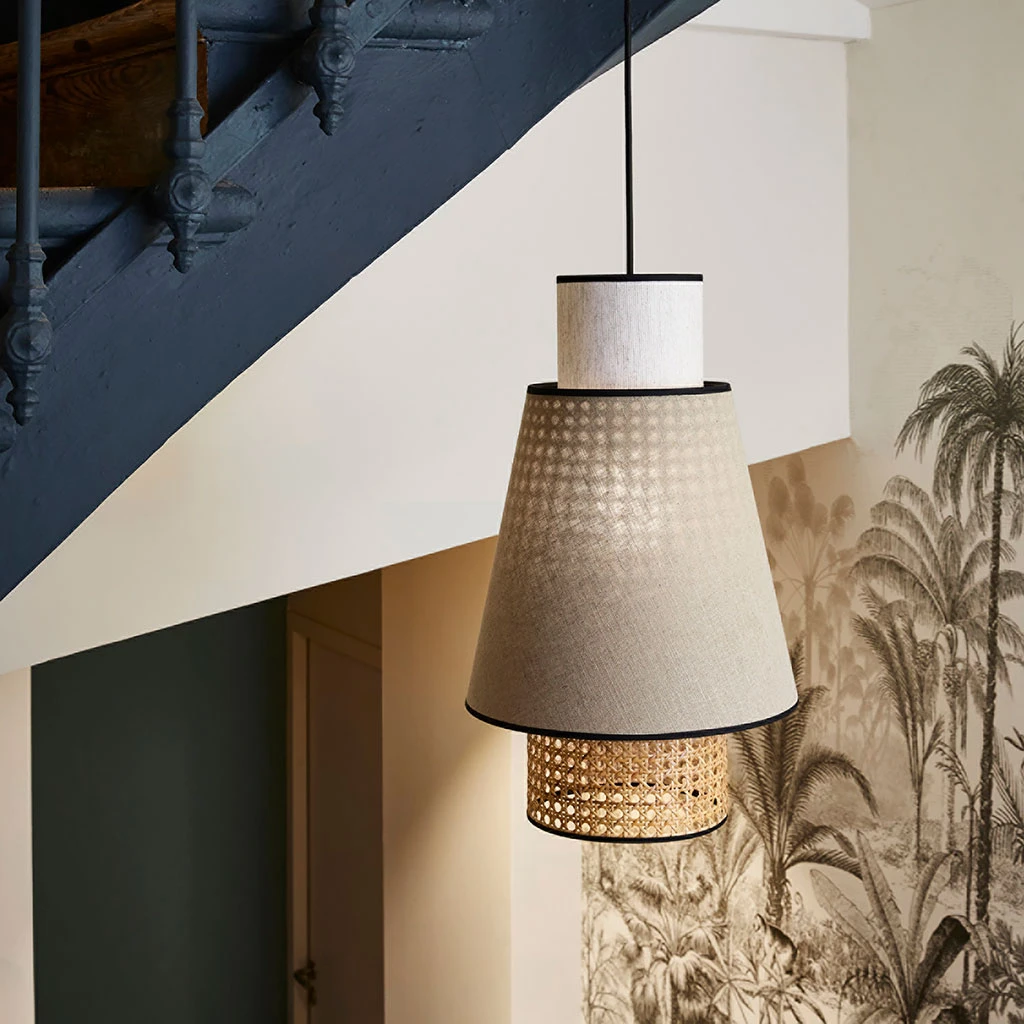 Market Set Suspension En Lin Lavé Et Cannage H49.5cm Nude - Singapour 5 Market Set Suspension En Lin Lavé Et Cannage H49.5cm Nude - Singapour – Image 5