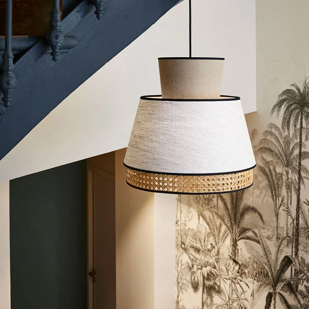 Market Set Suspension En Lin Lavé Et Cannage H37.5cm Nude - Singapour 5 Market Set Suspension En Lin Lavé Et Cannage H37.5cm Nude - Singapour – Image 5