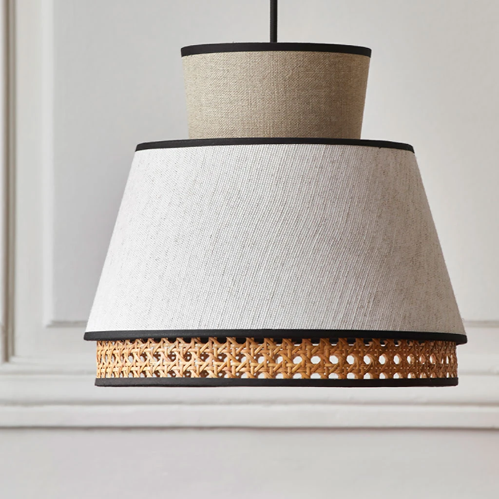 Market Set Suspension En Lin Lavé Et Cannage H23cm Nude - Singapour 5 Market Set Suspension En Lin Lavé Et Cannage H23cm Nude - Singapour – Image 5