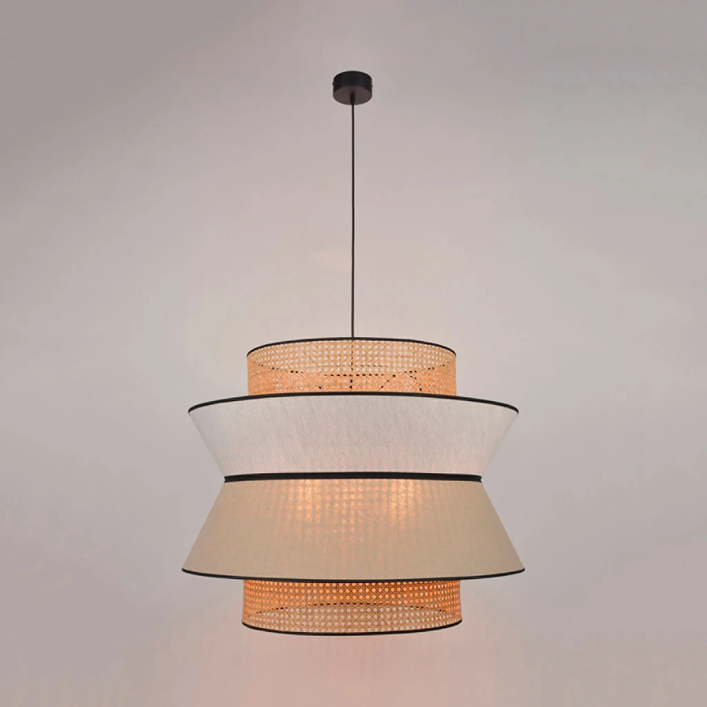 Market Set Suspension En Lin Lavé Et Cannage H60cm Nude - Singapour 3 Market Set Suspension En Lin Lavé Et Cannage H60cm Nude - Singapour – Image 3