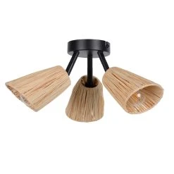 Corep Spot 3 Lumières En Raphia D26cm Naturel - Playa