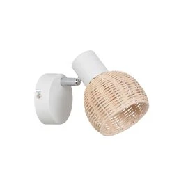 Corep Spot 1 Lumière En Métal Et Rotin Tressé H13cm Naturel - Calanques