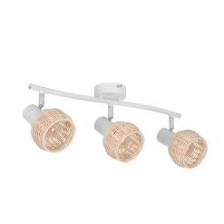 Corep Spot 3 Lumières En Métal Et Rotin Tressé L50cm Naturel - Calanques