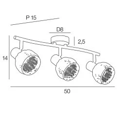 Corep Spot 3 Lumières En Métal Et Rotin Tressé L50cm Naturel - Calanques -Market Set Shop 631529 FRN04 WEB