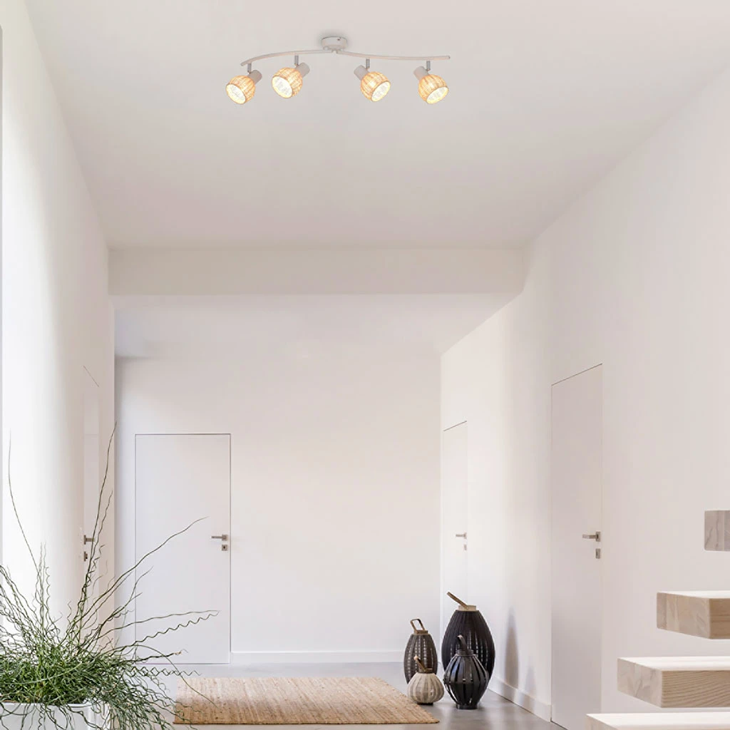 Corep Spot 4 Lumières En Métal Et Rotin Tressé L80cm Naturel - Calanques 3 Corep Spot 4 Lumières En Métal Et Rotin Tressé L80cm Naturel - Calanques – Image 3