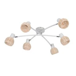 Corep Spot 6 Lumières En Métal Et Rotin Tressé D63cm Naturel - Calanques