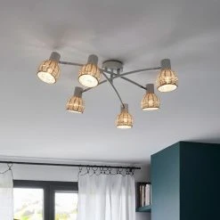 Corep Spot 6 Lumières En Métal Et Rotin Tressé D63cm Naturel - Calanques 6 Corep Spot 6 Lumières En Métal Et Rotin Tressé D63cm Naturel - Calanques -Market Set Shop 631531 FRN03 WEB