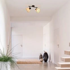 Corep Spot 2 Lumières En Métal Et Bambou L35cm Noir - Kami -Market Set Shop 631533 FRN03 WEB