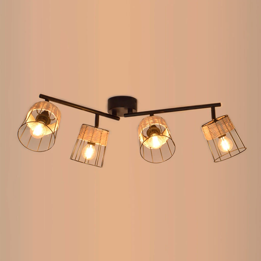 Corep Spot En Métal Et Rotin L66cm Noir Mat - Indah 2 Corep Spot En Métal Et Rotin L66cm Noir Mat - Indah – Image 2