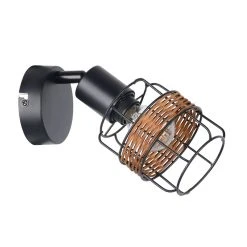 Corep Spot 1 Lumière En Métal Et Rotin H17.5cm Brun - Bali