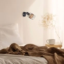 Corep Spot 1 Lumière En Métal Et Rotin H17.5cm Brun - Bali -Market Set Shop 631565 FRN03 WEB