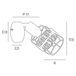 Corep Spot 1 Lumière En Métal Et Rotin H17.5cm Brun - Bali -Market Set Shop 631565 FRN04 WEB