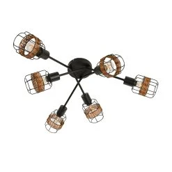 Corep Spot 6 Lumières En Métal Et Rotin L68cm Brun - Bali