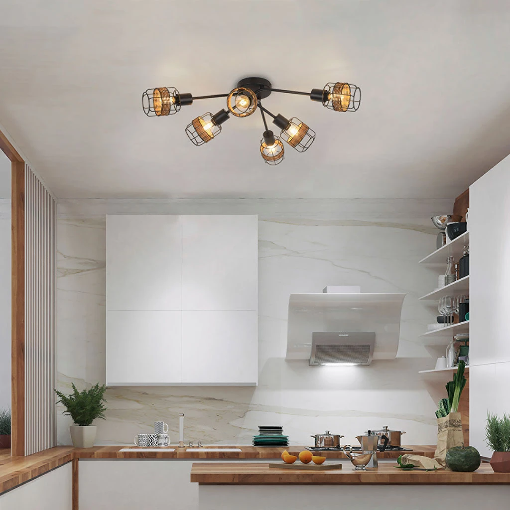 Corep Spot 6 Lumières En Métal Et Rotin L68cm Brun - Bali 3 Corep Spot 6 Lumières En Métal Et Rotin L68cm Brun - Bali – Image 3