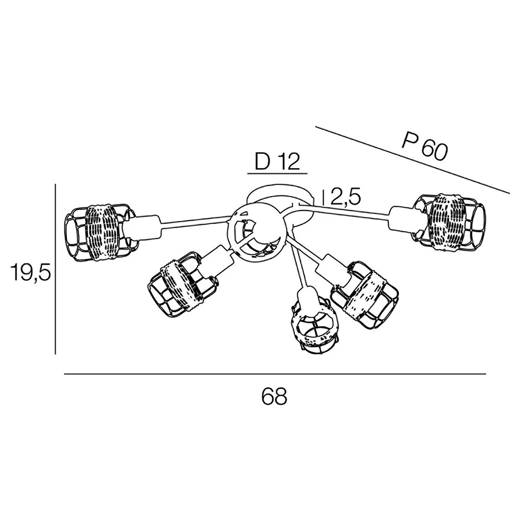 Corep Spot 6 Lumières En Métal Et Rotin L68cm Brun - Bali 4 Corep Spot 6 Lumières En Métal Et Rotin L68cm Brun - Bali – Image 4