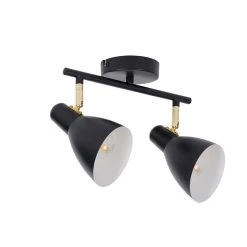 Corep Spot 2 Lumières En Métal Et Laiton L31cm Noir Mat - Marcel