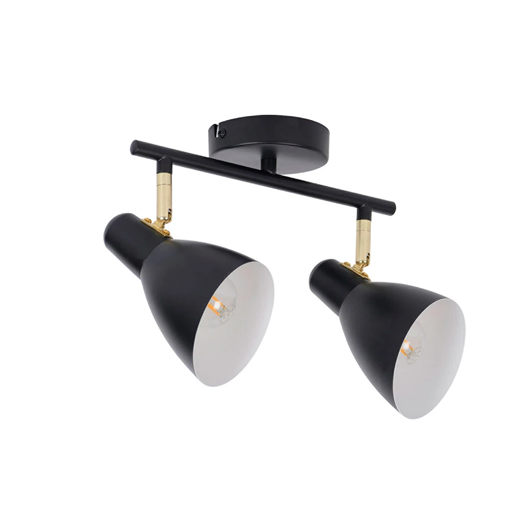 Corep Spot 2 Lumières En Métal Et Laiton L31cm Noir Mat - Marcel 1 Corep Spot 2 Lumières En Métal Et Laiton L31cm Noir Mat - Marcel