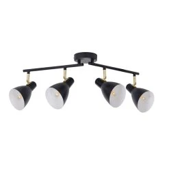 Corep Spot 4 Lumières En Métal Et Laiton L70cm Noir Mat - Marcel -Market Set Shop 631588 FRN05 WEB