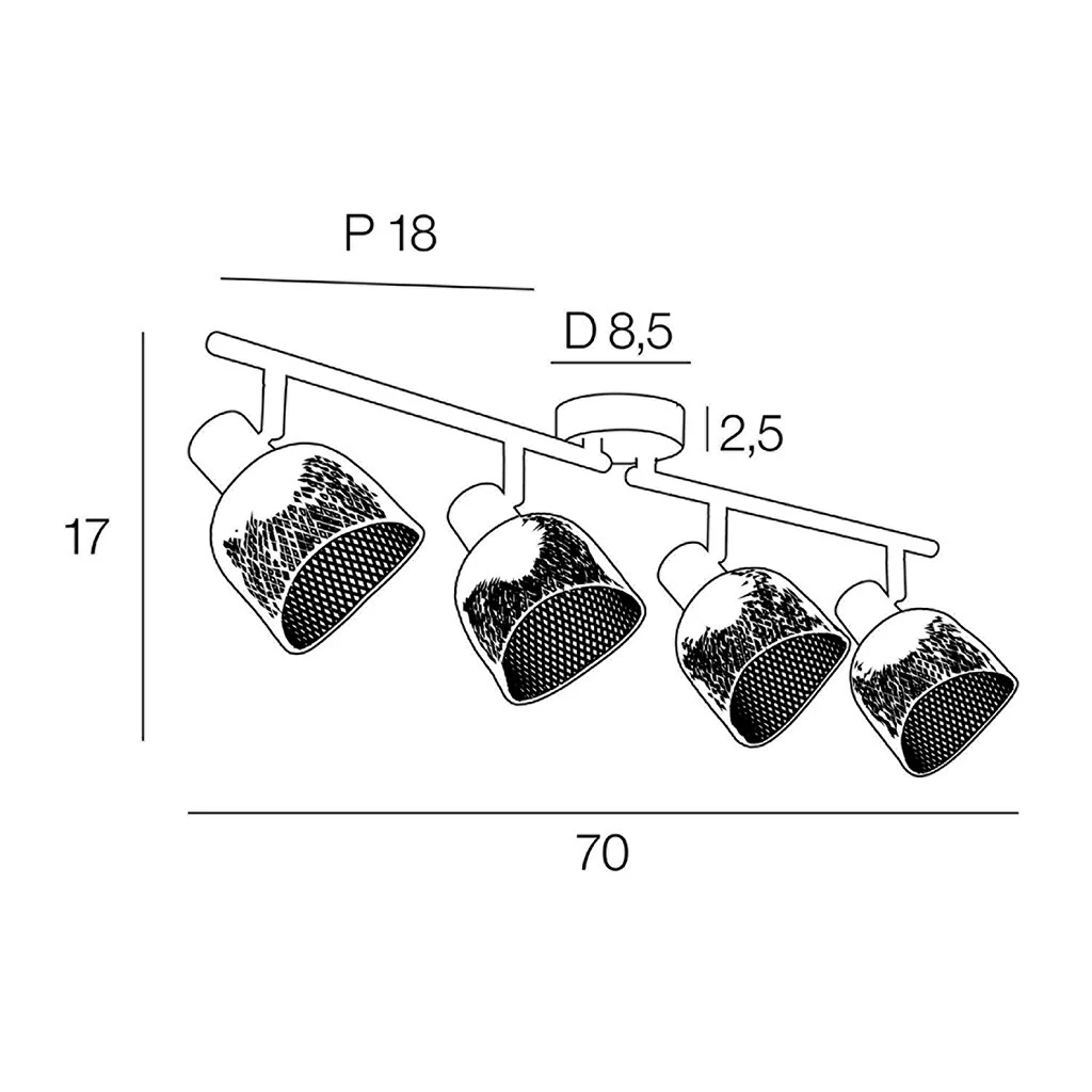 Corep Spot 4 Lumières En Métal L70cm Noir - Ottawa 4 Corep Spot 4 Lumières En Métal L70cm Noir - Ottawa – Image 4
