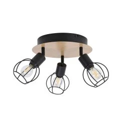 Corep Spot 3 Lumières En Métal D24cm Noir Et Naturel - Owen