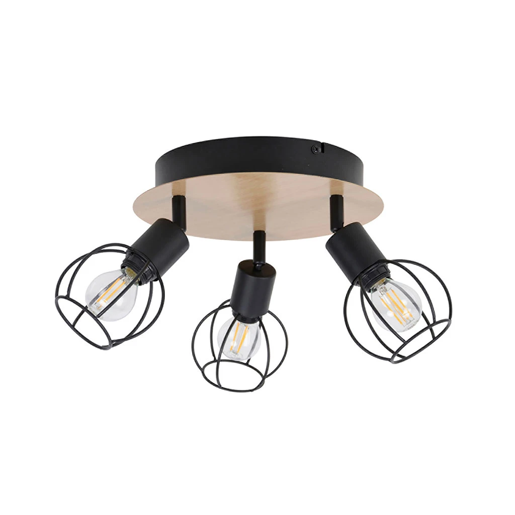 Corep Spot 3 Lumières En Métal D24cm Noir Et Naturel - Owen 1 Corep Spot 3 Lumières En Métal D24cm Noir Et Naturel - Owen