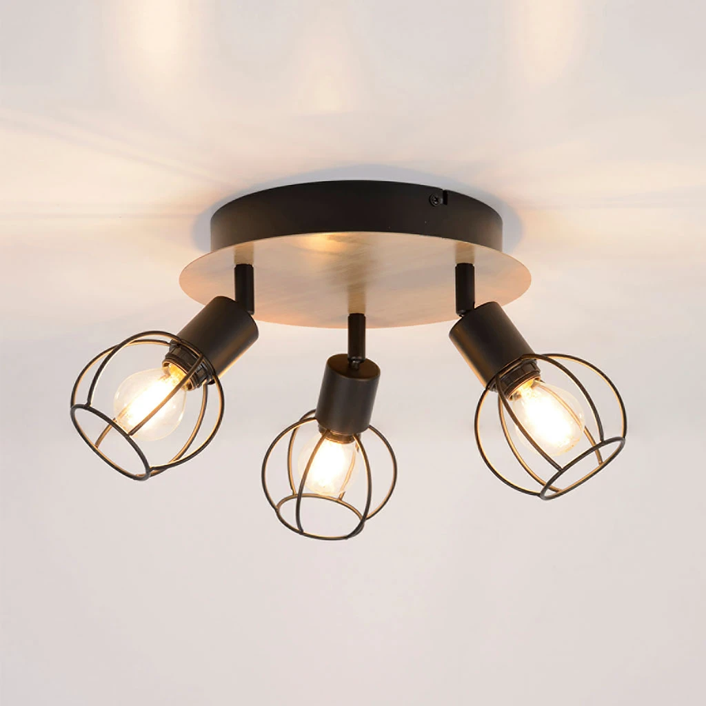 Corep Spot 3 Lumières En Métal D24cm Noir Et Naturel - Owen 2 Corep Spot 3 Lumières En Métal D24cm Noir Et Naturel - Owen – Image 2