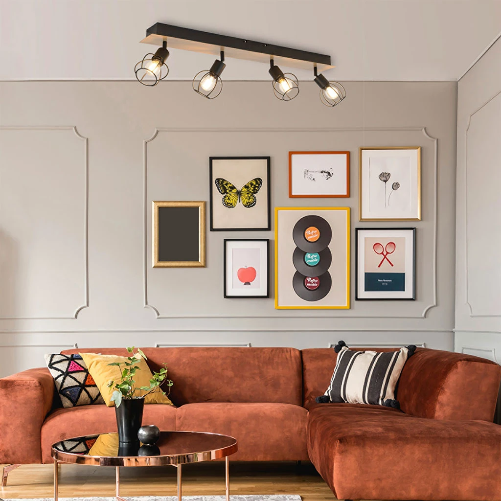 Corep Spot 4 Lumières En Métal L76cm Noir Et Naturel - Owen 3 Corep Spot 4 Lumières En Métal L76cm Noir Et Naturel - Owen – Image 3