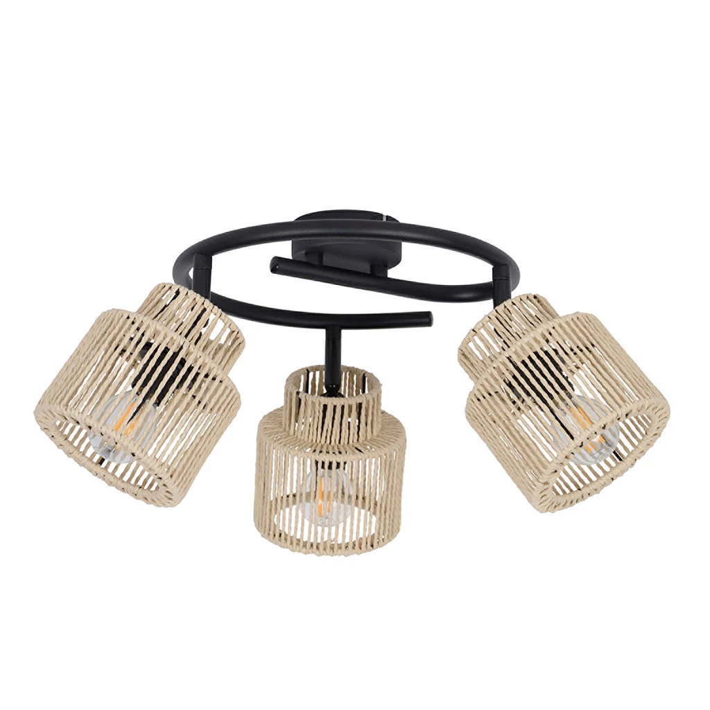 Corep Spot 3 Lumières En Métal Et Cordelette D47cm Naturel - Cancun 1 Corep Spot 3 Lumières En Métal Et Cordelette D47cm Naturel - Cancun