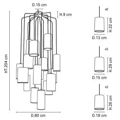 Market Set Suspension Grappe 16 Lumieres En Tissu Bouclette H204cm Blanc - Cosiness -Market Set Shop 632111 FRN03 WEB