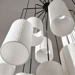 Market Set Suspension Grappe 16 Lumieres En Tissu Bouclette H204cm Blanc - Cosiness -Market Set Shop 632111 FRN06 WEB