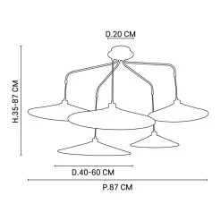 Market Set Plafonnier 5 Lumières En Tissu Et Métal Kumo Multicolore - Gatsby -Market Set Shop 632158 FRN03 WEB
