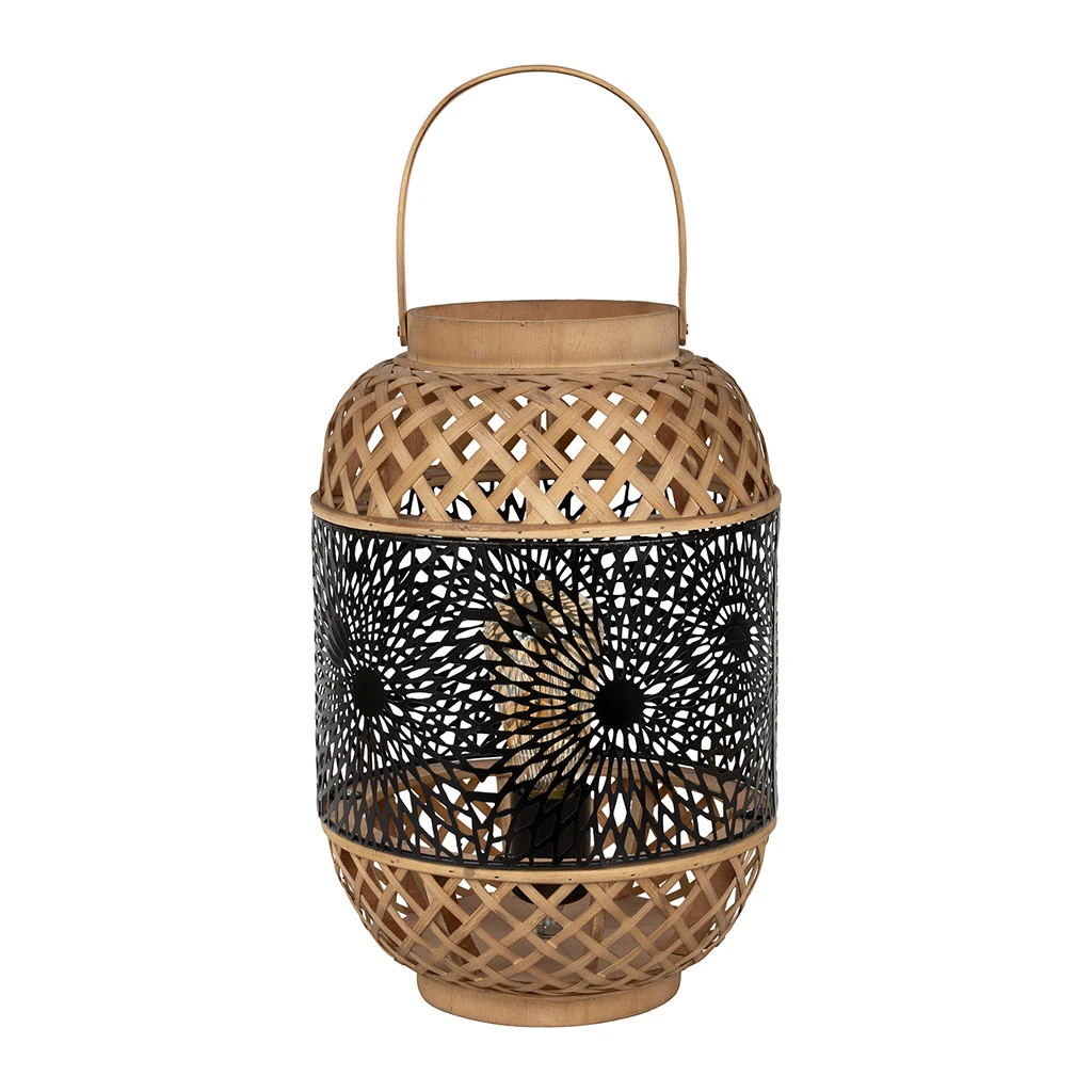 SEMA DESIGN Lampe Lanterne En Bambou Et Fer H36.5cm Noir Et Nature - Rosalie 1 SEMA DESIGN Lampe Lanterne En Bambou Et Fer H36.5cm Noir Et Nature - Rosalie