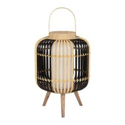SEMA DESIGN Lampe Lanterne Sur Pied Cordey Naturel Noir D30cm