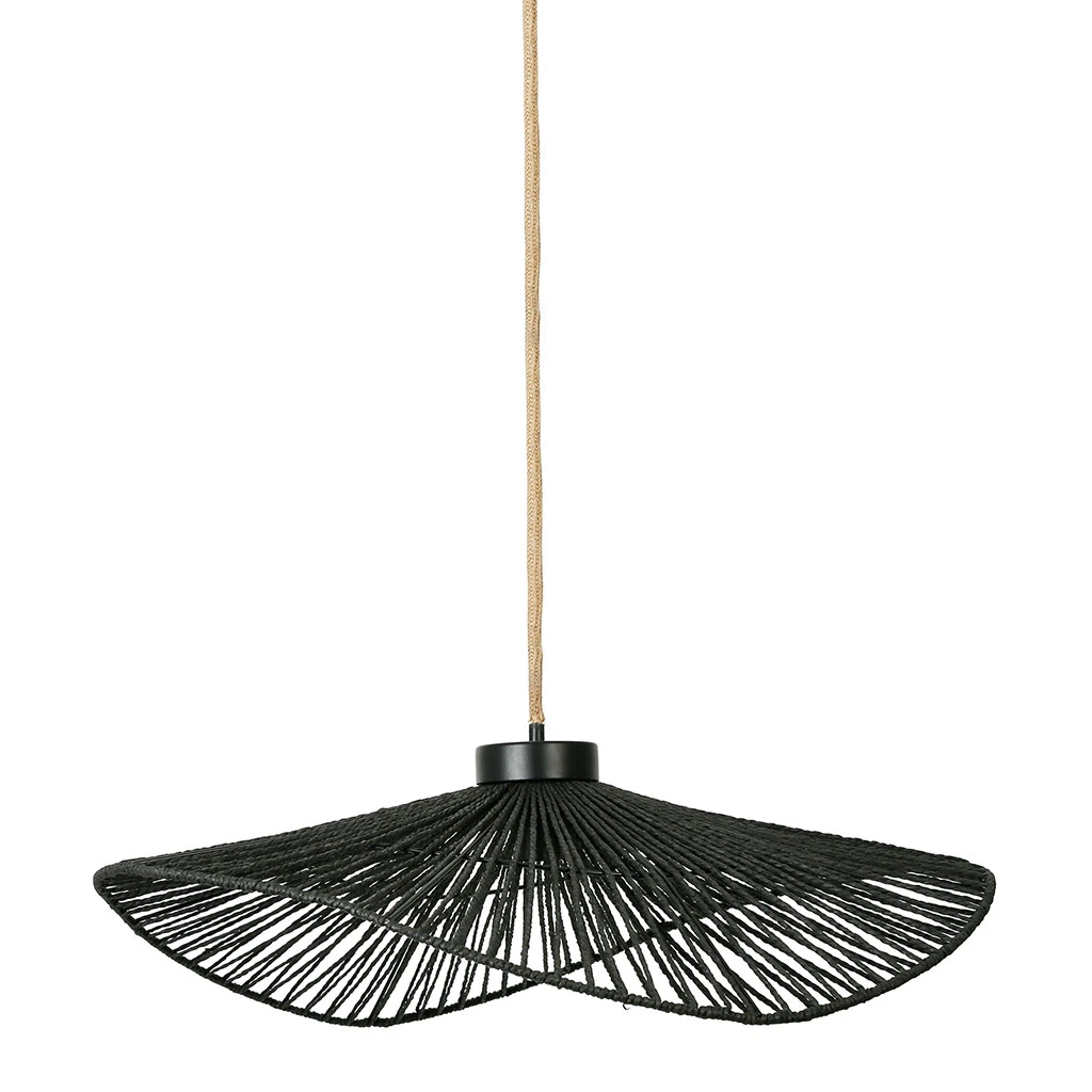 SEMA DESIGN Suspension En Corde De Papier Et Fer D71cm Noir - Calyp 1 SEMA DESIGN Suspension En Corde De Papier Et Fer D71cm Noir - Calyp