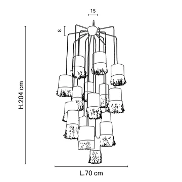 Market Set Suspension 16 Lumières En Bana Et Raphia H204cm Frange - Formentera 5 Market Set Suspension 16 Lumières En Bana Et Raphia H204cm Frange - Formentera – Image 5